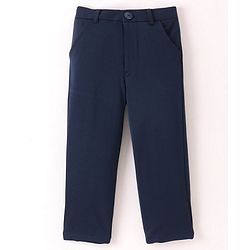 Babyhug Woven Full Sleeves Stretch Fit Party Suit With Waist Coat - Navy Blue