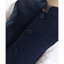 Babyhug Woven Full Sleeves Stretch Fit Party Suit With Waist Coat - Navy Blue