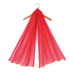 Babyhug 100% Cotton Woven Sleeveless Halter Neck Embroidered Choli Cambric Printed Tiered Lehenga & Dupatta Set - Red
