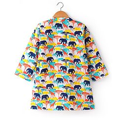 Babyhug 100% Cotton Woven Full Sleeves Kurta Wild Animal Print - Multicolour