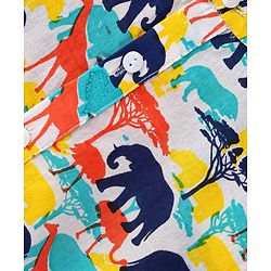 Babyhug 100% Cotton Woven Full Sleeves Kurta Wild Animal Print - Multicolour