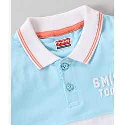 Babyhug Cotton Knit   Half Sleeves Polo T-Shirt  with Text Graphics - Multicolour