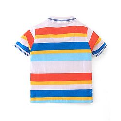 Babyhug 100% Cotton Knit Half Sleeves Striped Polo T-Shirt-Multicolor