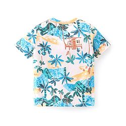 Babyhug 100% Cotton Knit Half Sleeves T-Shirt Palm Tree Print -White