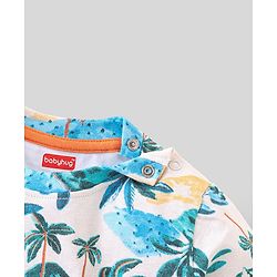 Babyhug 100% Cotton Knit Half Sleeves T-Shirt Palm Tree Print -White