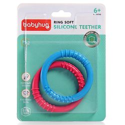 Babyhug Ring Silicone Teether- Blue & Pink