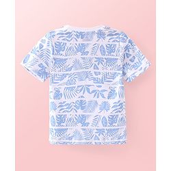 Babyhug Cotton Woven Half Sleeves   Solid Shirt with T-Shirt Leaf Print - Blue