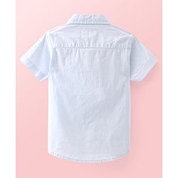 Babyhug Cotton Woven Half Sleeves   Solid Shirt with T-Shirt Leaf Print - Blue