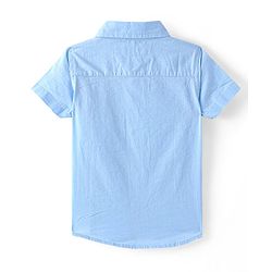 Babyhug Cotton Woven Half Sleeves Solid Shirt with T-Shirt - Blue
