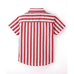 Babyhug Cotton Knit  Half Sleeves Striped Shirt- Red