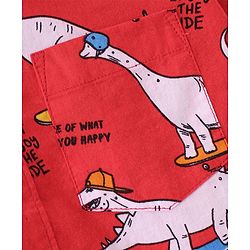 Babyhug Cotton Woven Half Sleeves Dino Printed Shirt - Red