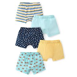 Babyhug 100% Cotton Bear Printed Trunks Pack of 5 - Multicolour