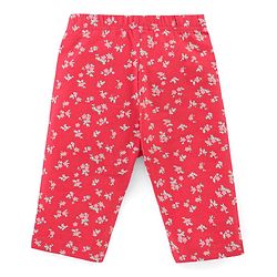 Babyhug Cotton Knit Single Jersey Three Fourth Leggings With Polka Dot & Floral Print Pack of 3 - Navy Blue Red & Pink