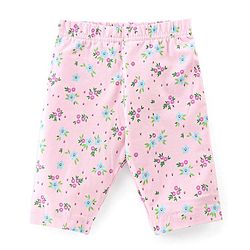 Babyhug Cotton Single Jersey Knit Three Fourth Length Legging Floral Print Pack Of 3 - Multucolor