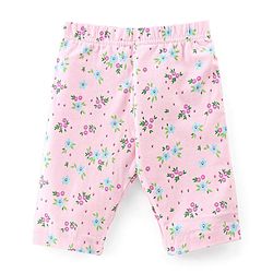Babyhug Cotton Single Jersey Knit Three Fourth Length Legging Floral Print Pack Of 3 - Multucolor