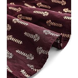 Babyhug Woven Singlet Sleeves Foil Floral Printed Ethnic Dress - Maroon