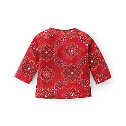 Babyhug Woven Full Sleeves Jamna Set with Forehead Cap & Booties - Red