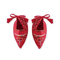 Babyhug Woven Full Sleeves Jamna Set with Forehead Cap & Booties - Red