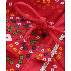 Babyhug Woven Full Sleeves Jamna Set with Forehead Cap & Booties - Red