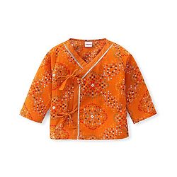 Babyhug Woven Full Sleeves Jamna Set with Forehead Cap & Booties - Mustard Yellow