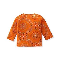 Babyhug Woven Full Sleeves Jamna Set with Forehead Cap & Booties - Mustard Yellow