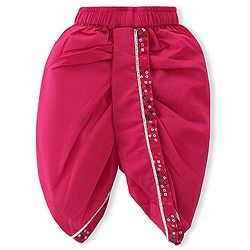Babyhug Woven Full Sleeves Jamna Set with Forehead Cap & Booties - Fuchsia