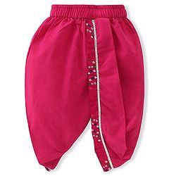 Babyhug Woven Full Sleeves Jamna Set with Forehead Cap & Booties - Fuchsia