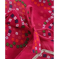 Babyhug Woven Full Sleeves Jamna Set with Forehead Cap & Booties - Fuchsia