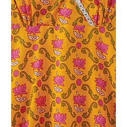 Babyhug 100% Cotton Woven  Sleeveless Ethnic Dress Floral Print- Yellow