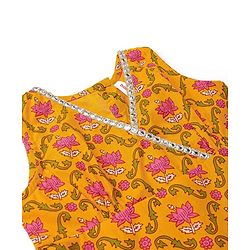 Babyhug 100% Cotton Woven  Sleeveless Ethnic Dress Floral Print- Yellow