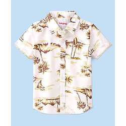 Babyhug  100% Cotton Half Sleeves Printed Shirts - White