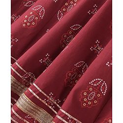 Babyhug 100% Cotton Woven Full Sleeves Kurti Palazzo And Dupatta With Ikat Print - Maroon