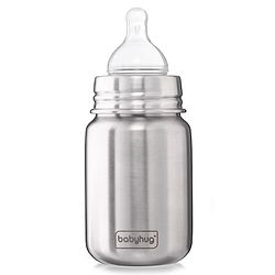 Babyhug Sterilizable Steel Feeding Bottle - 240 ml| BPA Free| Leak Resistant| BPA Free| 304 Grade| Anti-Colic| Newborns & Toddlers| Corrosion Resistant| Use as Water Bottle| Wide Neck
