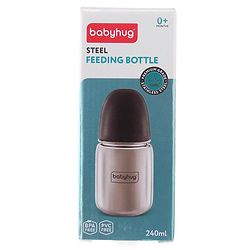 Babyhug Sterilizable Steel Feeding Bottle - 240 ml| BPA Free| Leak Resistant| BPA Free| 304 Grade| Anti-Colic| Newborns & Toddlers| Corrosion Resistant| Use as Water Bottle| Wide Neck
