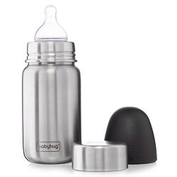 Babyhug Sterilizable Steel Feeding Bottle - 240 ml| BPA Free| Leak Resistant| BPA Free| 304 Grade| Anti-Colic| Newborns & Toddlers| Corrosion Resistant| Use as Water Bottle| Wide Neck