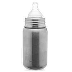Babyhug Sterilizable Steel Feeding Bottle - 240 ml| BPA Free| Leak Resistant| BPA Free| 304 Grade| Anti-Colic| Newborns & Toddlers| Corrosion Resistant| Use as Water Bottle| Wide Neck