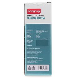 Babyhug Sterilizable Steel Feeding Bottle - 240 ml| BPA Free| Leak Resistant| BPA Free| 304 Grade| Anti-Colic| Newborns & Toddlers| Corrosion Resistant| Use as Water Bottle| Wide Neck