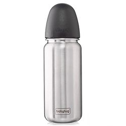 Babyhug Sterilizable Steel Feeding Bottle - 240 ml| BPA Free| Leak Resistant| BPA Free| 304 Grade| Anti-Colic| Newborns & Toddlers| Corrosion Resistant| Use as Water Bottle| Wide Neck