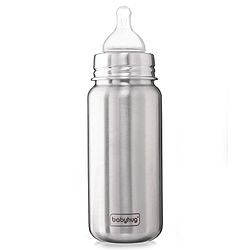 Babyhug Sterilizable Steel Feeding Bottle - 240 ml| BPA Free| Leak Resistant| BPA Free| 304 Grade| Anti-Colic| Newborns & Toddlers| Corrosion Resistant| Use as Water Bottle| Wide Neck
