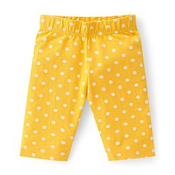 Babyhug Single Jersey Knit Three Fourth Length Legging Polka Dot & Orange Print Pack of 3 - Yellow Pink & Blue