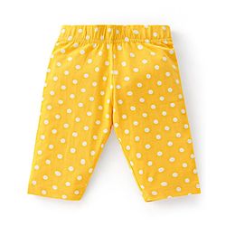 Babyhug Single Jersey Knit Three Fourth Length Legging Polka Dot & Orange Print Pack of 3 - Yellow Pink & Blue