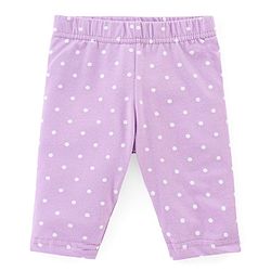 Babyhug Cotton Knit Three Fourth Leggings Dots & Floral Print Pack Of 3 - Pink & Purple