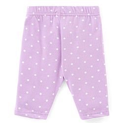 Babyhug Cotton Knit Three Fourth Leggings Dots & Floral Print Pack Of 3 - Pink & Purple