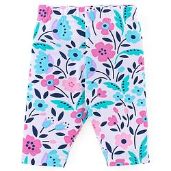 Babyhug Cotton Knit Three Fourth Leggings Dots & Floral Print Pack Of 3 - Pink & Purple