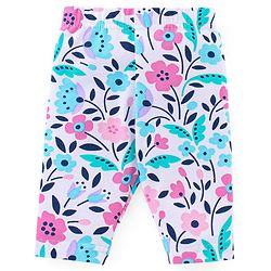 Babyhug Cotton Knit Three Fourth Leggings Dots & Floral Print Pack Of 3 - Pink & Purple