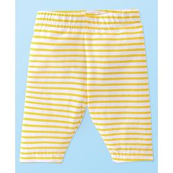Babyhug Single Jersey Knit  Three Fourth Leggings Stripe Floral & Dot Print Pack of 3- Pink White & Yellow