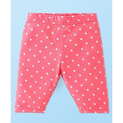 Babyhug Single Jersey Knit  Three Fourth Leggings Stripe Floral & Dot Print Pack of 3- Pink White & Yellow
