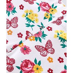 Babyhug Single Jersey Knit  Three Fourth Leggings Stripe Floral & Dot Print Pack of 3- Pink White & Yellow