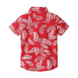Babyhug 100% Cotton Woven Half Sleeve Shirt Leaf Print- Red