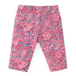 Babyhug Cotton Knit Three Fourth Length Floral Print Leggings Pack of 3 - Red Blue & Purple